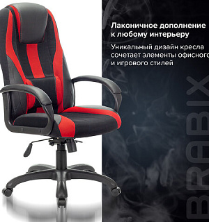 Кресло компьютерное BRABIX PREMIUM "Rapid GM-102", НАГРУЗКА 180 кг, экокожа/ткань, черное/красное, 532107