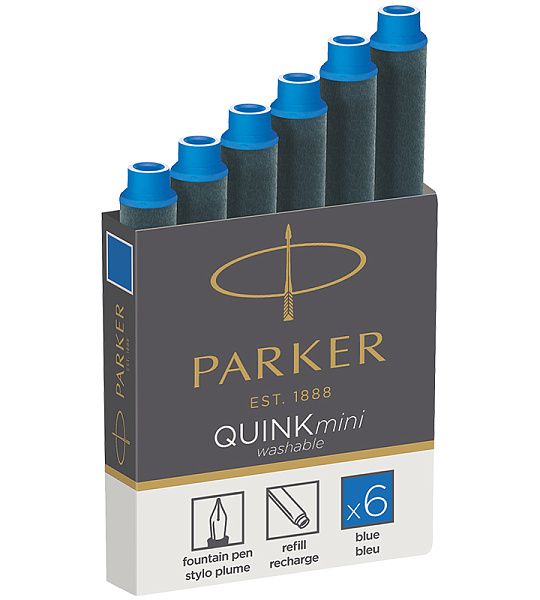 Картриджи чернильные Parker "Cartridge Quink Mini" синие, 6шт., картонная коробка