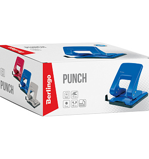 Дырокол Berlingo "Universal" 40л., металлический, ассорти, с линейкой