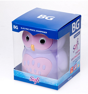 Точилка электрическая BG "Sofi" 1 отверстие, с контейнером, картонная упаковка