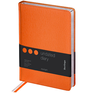 Ежедневник недатир. A5, 160л., кожзам, Berlingo "Starlight", серебр. срез, оранжевый