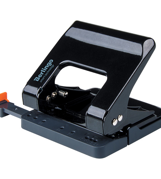 Дырокол энергосберегающий Berlingo "Smart Technology" 25л., металлический, фиксатор, линейка, черный