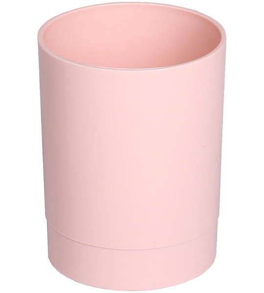 Подставка-стакан СТАММ "Офис. Voyage. Paris", пластик, круглый, розовый
