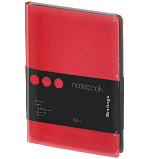 Записная книжка А6 80л., кожзам, Berlingo "Fuze", черный срез, красный