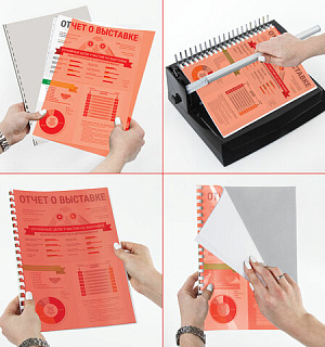 Обложки пластиковые для переплета, А4, КОМПЛЕКТ 100 шт., 200 мкм, прозрачно-красные, BRAUBERG, 532161