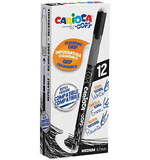 Ручка гелевая стираемая Carioca "Oops" черная, грип, 0,7мм