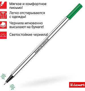 Ручка капиллярная Luxor "Fine Writer 045" зеленая, 0,8мм