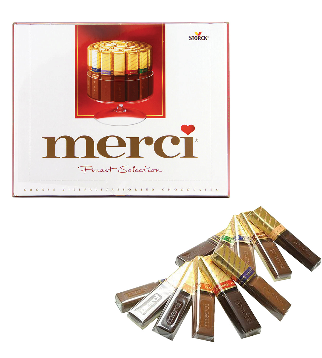 Конфеты шоколадные MERCI (Мерси), ассорти, 250 г, картонная коробка, 015409-35