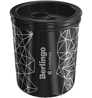 Точилка пластиковая Berlingo "DoubleBlack" 2 отверстия, контейнер, ассорти