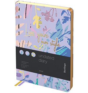 Ежедневник недатированный, А5, 136л., кожзам, Berlingo "Style", золотой срез, фиолетовый, с рисунком