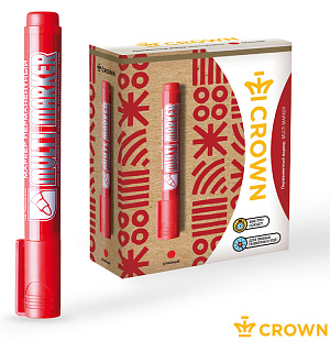 Маркер перманентный Crown "Multi Marker" красный, пулевидный, 3мм