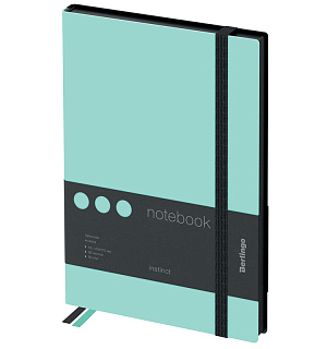 Записная книжка А5 80л., кожзам, Berlingo "Instinct", черный срез, черный/мятный, с резинкой