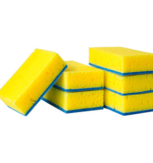 Губки для посуды OfficeClean, крупнопористый поролон с абразивным слоем, 100*70*30мм, 5шт.