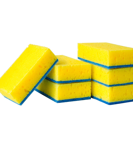 Губки для посуды OfficeClean, крупнопористый поролон с абразивным слоем, 100*70*30мм, 5шт.