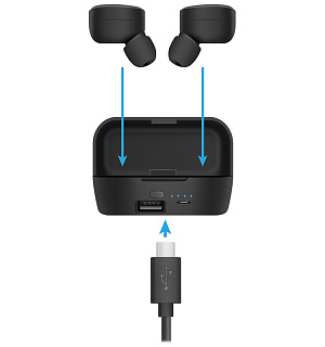 Наушники с микрофоном беспроводные Defender Twins 639, Bluetooth 5.0, TWS, powerbank 2000мАч, разъем Micro-USB, черный