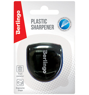 Точилка пластиковая Berlingo 1 отверстие, контейнер, ассорти, блистер, европодвес