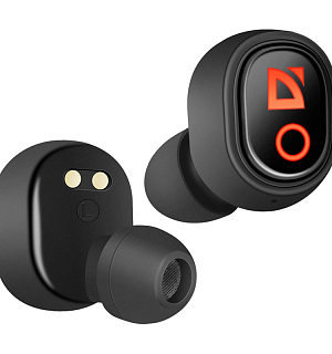 Наушники с микрофоном беспроводные Defender Twins 639, Bluetooth 5.0, TWS, powerbank 2000мАч, разъем Micro-USB, черный