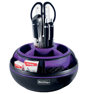 Настольный органайзер Berlingo "Apex", 9 предметов, вращающийся, черный/фиолетовый