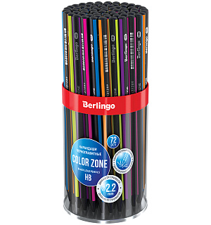 Карандаш ч/г Berlingo "Color Zone", трехгранный, черное дерево, заточен., ассорти