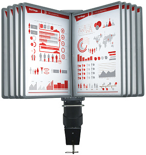 Демосистема настольная с 10 серыми панелями Berlingo, со струбциной