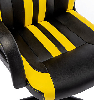 Кресло компьютерное BRABIX "Stripe GM-202", экокожа, черное/желтое, 532510