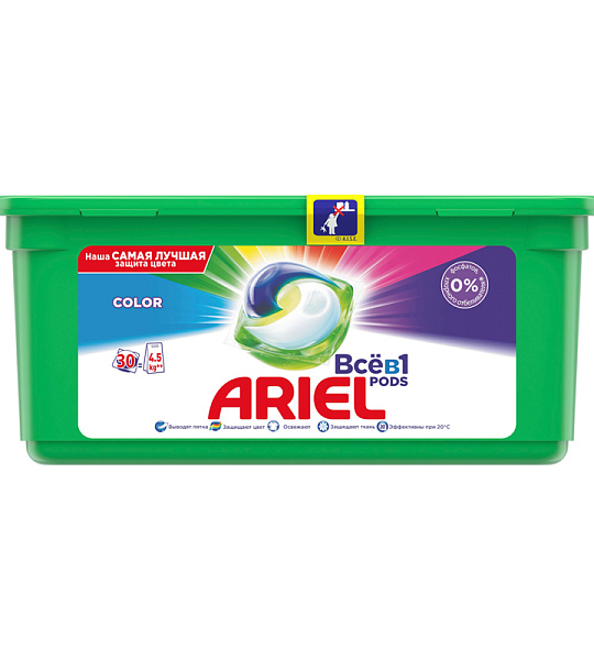Капсулы для машинной стирки Ariel "Color", 3в1 Pods, 30шт*27г (ПОД ЗАКАЗ)