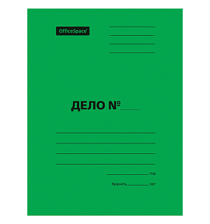 Скоросшиватель OfficeSpace "Дело", картон мелованный, 300г/м2, зеленый, пробитый, до 200л.