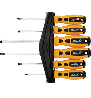 Набор отверток SL/Ph, 6 шт., SPARTA Point, CrV, двухкомпонентные рукояти, пластиковый футляр, 11782