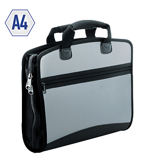Папка-портфель 4 отделения Berlingo "Silver", A4, 380*280*50мм, 700мкм, серый металлик