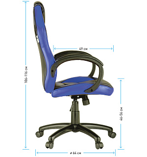 Кресло игровое Helmi HL-S07 "Boost", экокожа/ткань черная/синяя