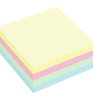 Самоклеящийся блок OfficeSpace 76*76мм, 400л, 4 пастельных цвета