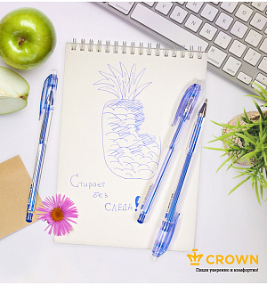Ручка гелевая стираемая Crown "Erasable Jell" синяя, 0,5мм