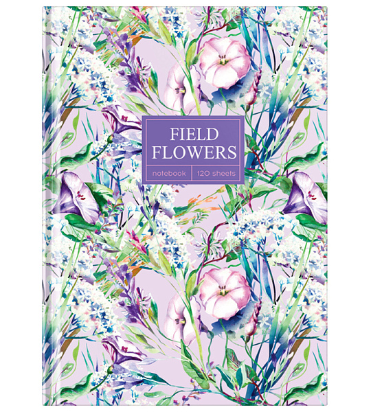 Бизнес-блокнот А5, 120л., OfficeSpace "Field flowers", глянцевая ламинация