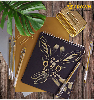 Ручка гелевая Crown "Hi-Jell Metallic" золото металлик, 0,7мм