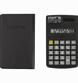 Калькулятор карманный STAFF STF-818 (102х62 мм), 8 разрядов, двойное питание, 250142
