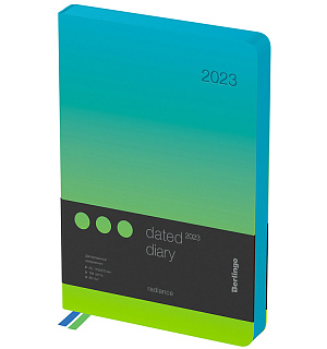 Ежедневник датированный 2023г., A5, 184л., кожзам, Berlingo "Radiance", зеленый/голубой градиент