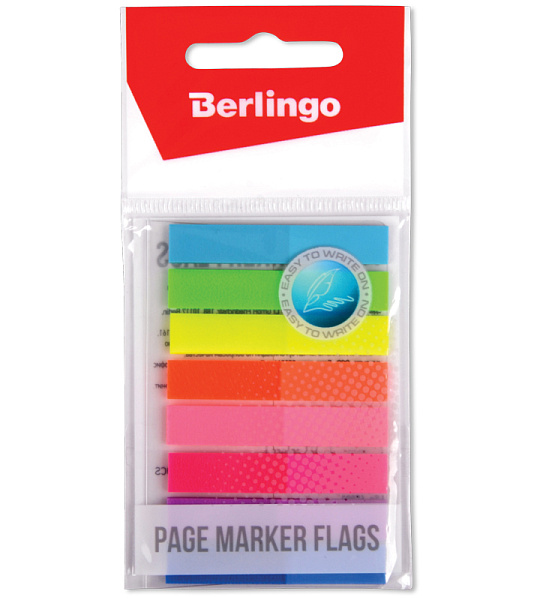 Флажки-закладки Berlingo 45*8мм, 20л*8 неоновых цветов, европодвес