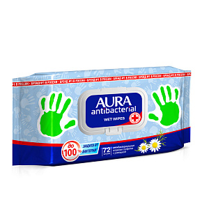 Салфетки влажные AURA антибактериальные 72шт.