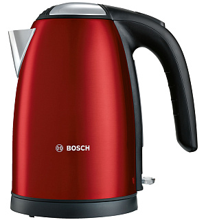Чайник электрический Bosch TWK7804, 1,7л, 2200Вт, нержавеющая сталь, красный