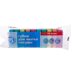 Губки для посуды Paclan "Professional", поролон с абразивным слоем, 8*5*2,5см, 10шт.