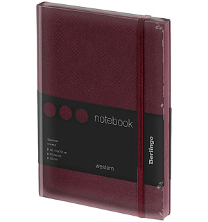 Записная книжка А6 80л., кожзам, Berlingo "Western", с резинкой, коричневый