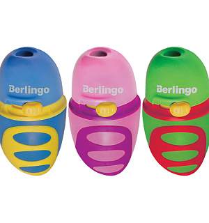 Точилка пластиковая Berlingo "Riddle" 1 отверстие, контейнер, c регулятором заточки грифеля, ассорти