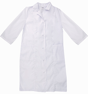 Халат медицинский женский белый, рукав 3/4, тиси, размер 44-46, рост 158-164, плотность ткани 120 г/м2, 610746