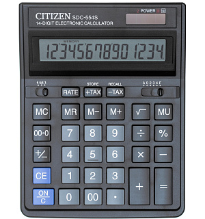 Калькулятор настольный ПОЛНОРАЗМЕРНЫЙ CITIZEN бухг. SDC-554S 14 разр. DP