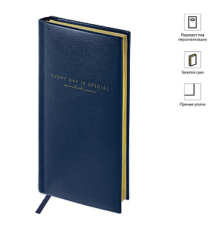 Еженедельник недатированный, карманный, 64л., кожзам, OfficeSpace "Dallas", синий, зол. срез