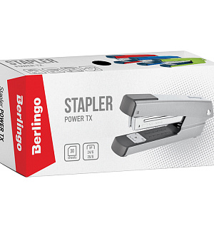 Степлер №24/6, 26/6 Berlingo "Power TX" до 30л., металлический корпус, черный
