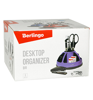 Настольный органайзер Berlingo "BR", 9 предметов, вращающийся, черный/белый
