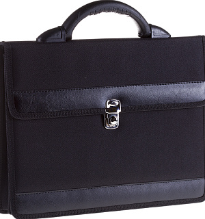 Портфель OfficeSpace "Pelso", ткань, черный, 2 отделения, метал. замок