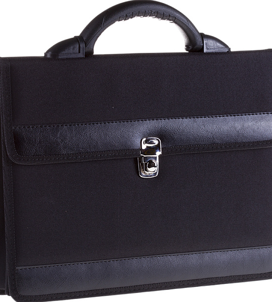 Портфель OfficeSpace "Pelso", ткань, черный, 2 отделения, метал. замок