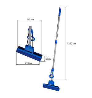 Швабра самоотжимная OfficeClean Professional с губ.насадкой, ПВА 27см, ролик. отжим, телеск. ручка 70-125